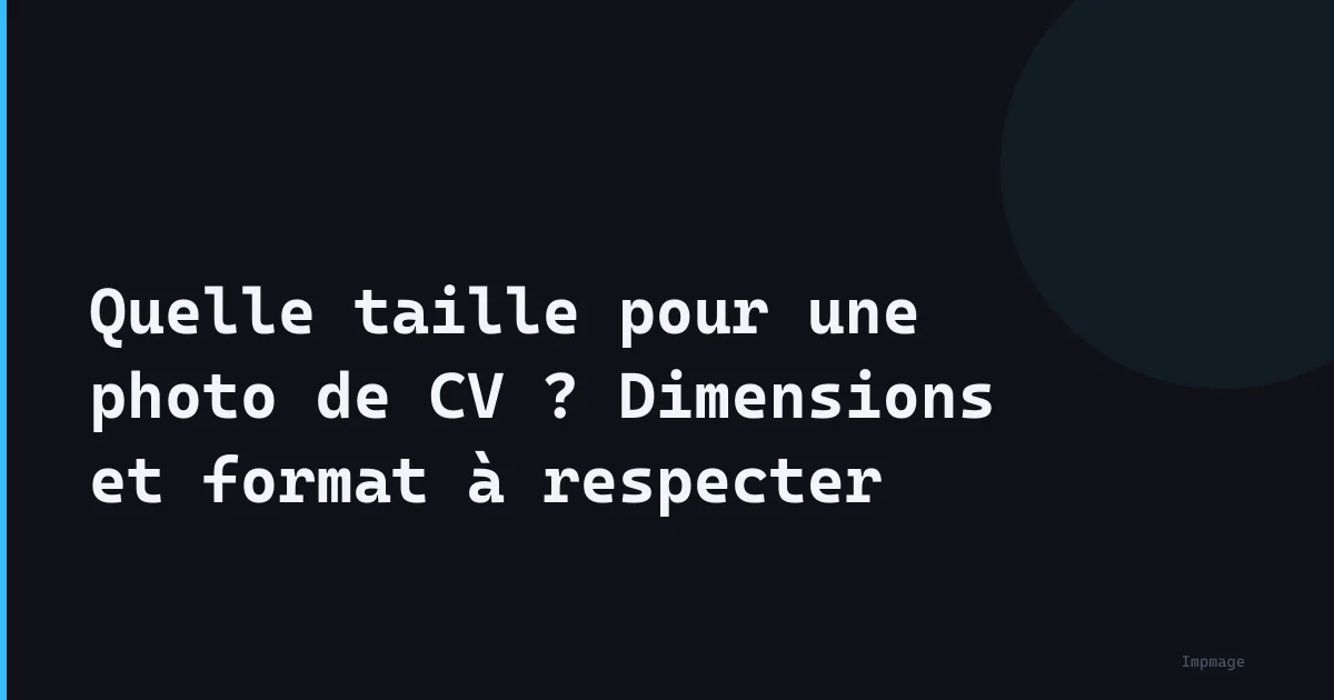 Quelle taille pour une photo de CV